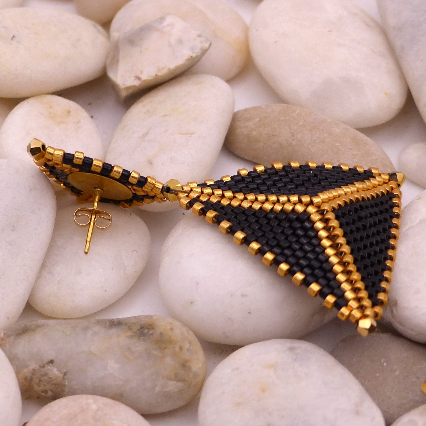 Boucles d'oreilles Pampelonne Noires et Dorées