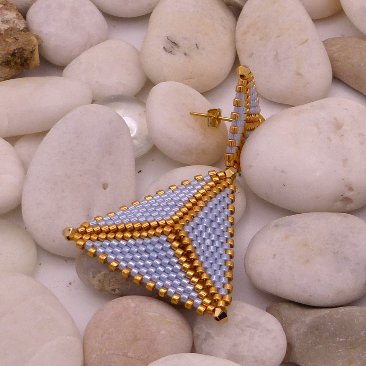 Boucles d'oreilles Pampelonne Bleu ciel et Dorées