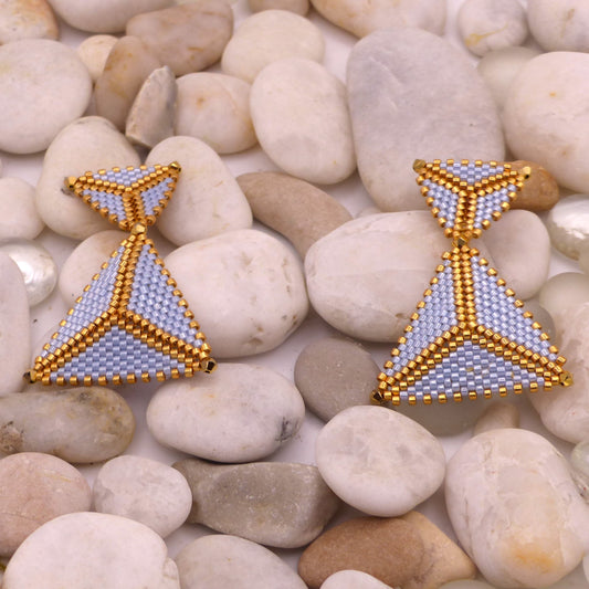 Boucles d'oreilles Pampelonne Bleu ciel et Dorées